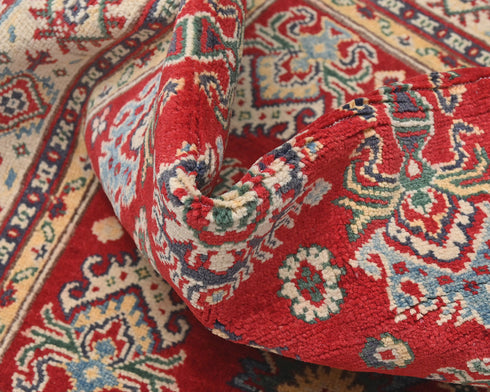 3x5 Red Kuba Afghan Hand Knotted Wool Area Rug